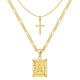 Cross & Initial Necklace Set | Gold