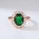 Rose Gold Emerald Halo Ring