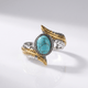 Silver Gold Turquoise Bohemian Ring