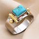 Classic Square Turquoise Bohemian Ring