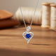 Sapphire Rose Heart White Gold Necklace