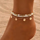 Coastal Charm Layered Anklet Set of 3 | Gold
