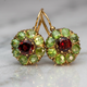 Retro Round Crystal Earrings in Green and Red