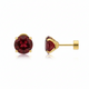 Ruby Round Stud Gold Earrings