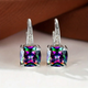 Mystic Stone White Gold Hoop Earrings