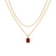Paperclip Layered Ruby Gold Necklace