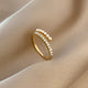 Virelle Pearl & Crystal Open Ring | Gold