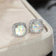 Elegant Silver Earrings with Round White Fire Opal
