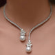 Open Design Round Pearl Sapphire Necklace