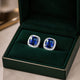 Sapphire Square White Gold Earrings