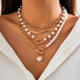 Vintage Snake & Pearl Necklace Set | Gold