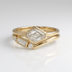 Geometric Zirconia Gold Ring Set