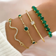Vintage bracelet set with green zirconia