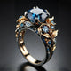 Exotic Ring with Blue Crystal Flower