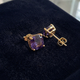 Amethyst Square Gold Studs