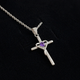 Amethyst Centre Cross White Gold Necklace