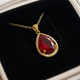 Ruby Teardrop Gold Pendant Necklace