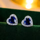 Sapphire Heart Stud White Gold Earrings