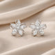 Inlaid Cubic White Gold Zirconia Petal Earrings