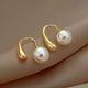 Minimalist Arc Pearl Earrings
