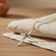 Sapphire Cross White Gold Necklace