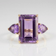 Amethyst Tourmaline Crystal Gold Ring