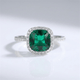 Green Emerald Cushion Halo Ring