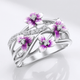 Silver Purple Blossom Garden Ring