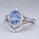 Blue Zirconia Frozen Leaf Ring