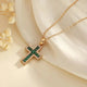 Emerald Cross Pendant Gold Necklace