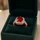 Ruby Halo Rose Gold Statement Ring