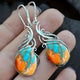 Blue and Orange Gemstone Drop Earrings