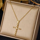 Crystal Cross Necklace | Gold
