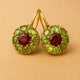 Vintage Rounded Green Red Crystal Earrings