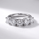 Silver Five Crystals Round Ring