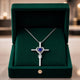 Sapphire Heart Stone Cross Necklace