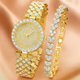 Luxe Radiance Watch & Bracelet Set | Gold