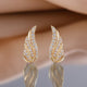Modern Leaf Pave Gold Earrings