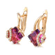Crimson Square Crystal Rose Gold Earrings