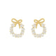 Bow Pearl Circle Stud Earrings