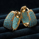 Golden Tone Turquoise Beaded Hoop Earrings