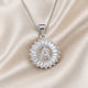 White Gold Initial Letter Zirconia Necklace