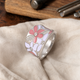 Vintage Pink Flower Silver Ring