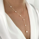 Cascading Pearl Lariat Necklace