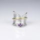 Butterfly Amethyst Silver and Gold Ring