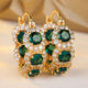 Luxury Green Crystal Gold Earrings