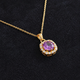 Amethyst Square Gold Pave Necklace