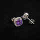 Amethyst Square Pave White Gold Studs