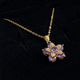 Amelyth Violet Flower Gold Necklace
