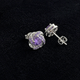 Purple Crystal Knot White Gold Earrings